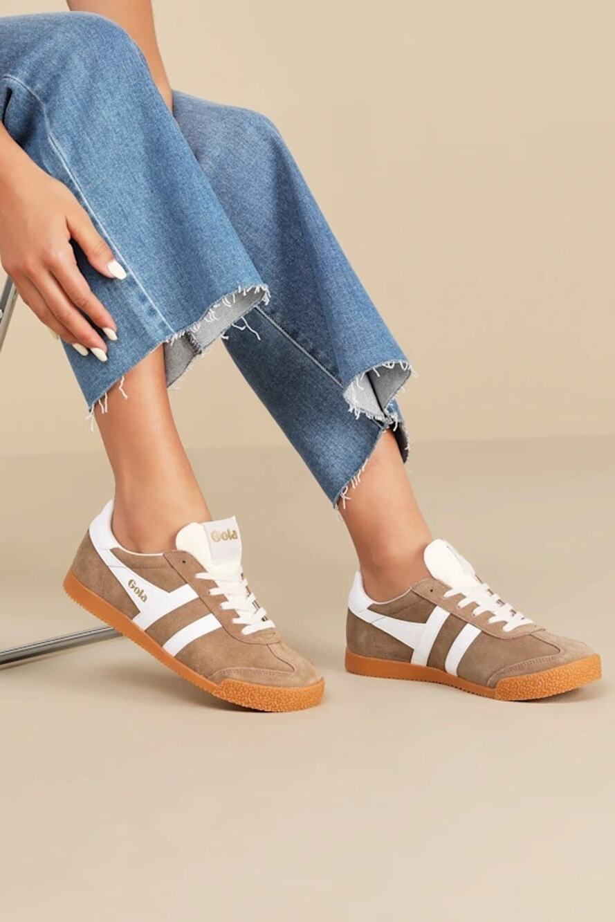 NEW Gola Elan Tobacco and White Color Block Suede Leather Sneakers 8